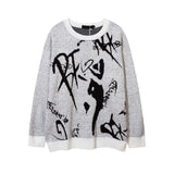 rainbowtouches men sweaters high street crew neck trendy pullover vintage loose knitted sweater spring and autumn mens clothing urban wear with bold artwork, trendy hip hop style outerwear, oversized graphic print design