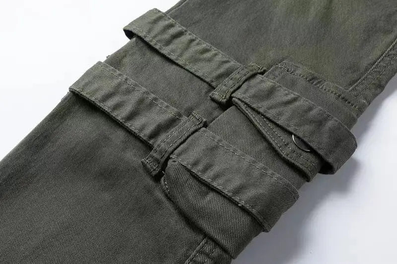 mens high street jeans casual hip hop military cargo pockets trousers new fashion slim fit zipper skinny denim pants joggers unique joggers style 2708