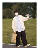 mens casual 2 pcs sets fake two pieces cotton shirt corduroy street wide leg pants sets japanese college retro couples suit unique default style 4564