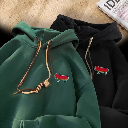 Autumn Kawaii Skateboard Graphic Hoody Mens New In Cotton Fleece Retro