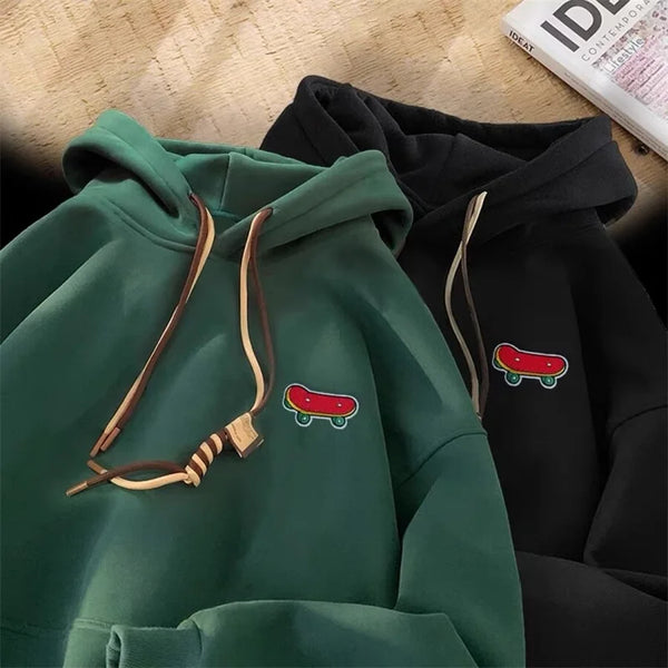 Autumn Kawaii Skateboard Graphic Hoody Mens New In Cotton Fleece Retro