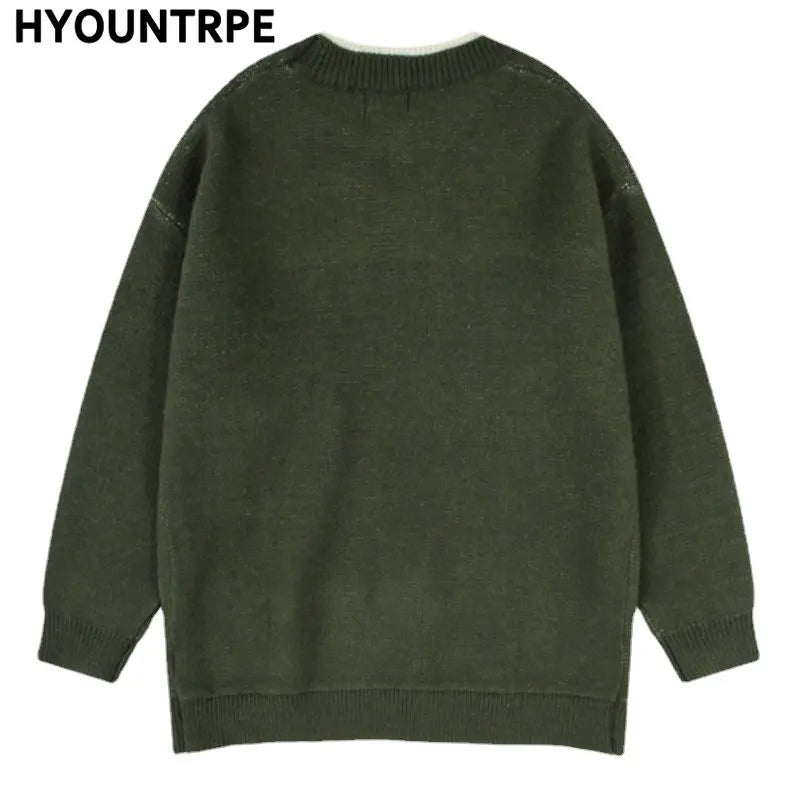 mens sweater fashion patchwork fake two pieces streetwear hip hop knitted sweaters pullover casual cotton sweater unisex clothes - unisex casual winter pullover, vintage look oversized hoodie, high quality cotton hoodie