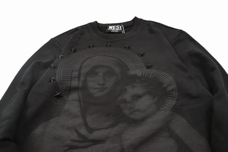 New 2022 Novelty Men Stereo Star Virgin Mary Halo Hoodies Hoody Hooded