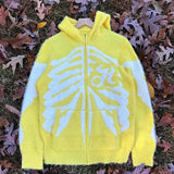 sweaters oversized zip sweater coat pants hip hop knitted punk hairy skeleton jumper fashion streetwear cardigan skull hooded unique default style 2644