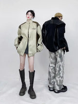 Original American Retro Fashion Brand Suede Pu Leather Jacket Stitchin