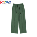 rainbowtouches new 2022 brand mens casual pants high street green pants loose straight men concise fashion mens trousers unisex relaxed fit trousers