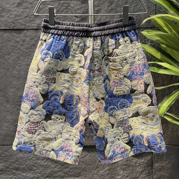 mens clothing casual shorts 2024 new fashion trend y2k bear embroidered shorts elegant high quality loose sports pants for men drawstring street shorts