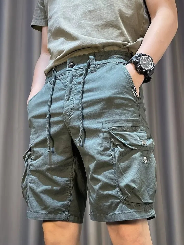 Men Trend Cargo Shorts Cotton High Quality Hot Sale Hip Hop Punk Wash Military Multi-pocket Casual Male's Outdoor Straight Short