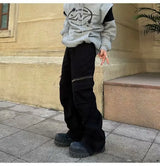 brand pants casual pants multi pockets checked cloth straight loose solid korean multi pocket fashions harem trousers cargo pant unique cargo style 1426