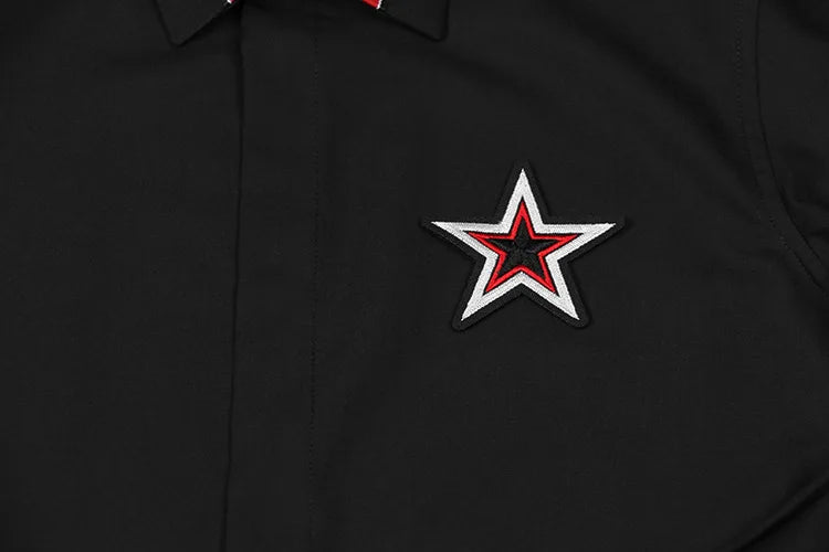 New 2021 Luxury Men Classic Embroidered stars stripes Ribbon Fashion Cotton Casual Shirts Shirt High Quality Short Sleeves A118