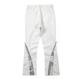 high street black white straight zipper becomes slightly flared denim jeans harajuku casual hip hop cashew flower jeans for men unique jeans style 4399
