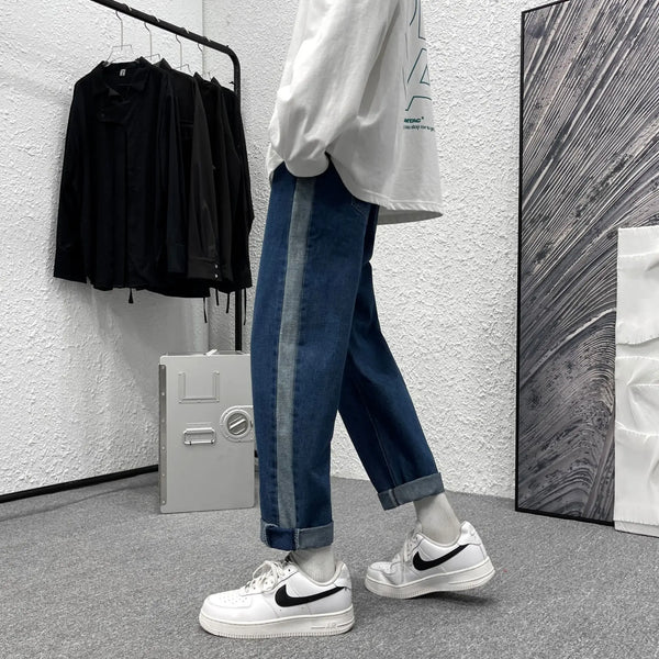 2023 summer new fashion straight jeans mens loose all match casual pants all match boutique clothing simple style denim street jeans