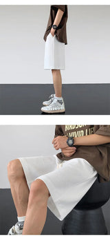 korean sports shorts men new summer hot style loose casual waffle five point pants teenagers solid color versatile niche pants unique shorts style 2136