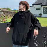 Autumn Turtleneck Fleece Hoodies Men 2024 New High Street Oversize Pullover Hoodie Unisex Y2K Vintage Hooded Sweatshirts Clothes