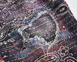 hip hop distressed paisley patchwork baggy jeans pants for men straight y2k ripped casual cargos oversized denim trousers multi-pocket cargos