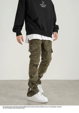 mens corduroy cargo pants new casual hip hop side pockets skinny trousers streetwear bottom zipper fashion slim fit pant joggers unique joggers style 4105