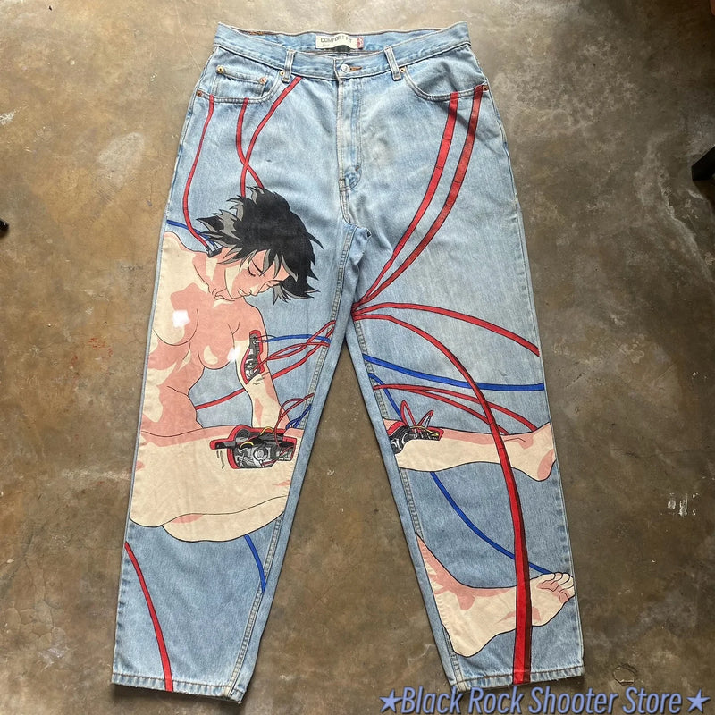 harajuku popular y2k baggy jeans vintage wide leg denim pants popular anime sweatpants streetwear couples trouser men clothing sporty tapered joggers