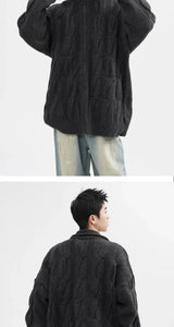 Autumn and Winter American New Style Men and Women Trendy Personalized Stand up Collar Knitted Shirt Couple Loose Retro Simple