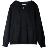 Grey Sweatshirt Hooded Casual Cotton Cardigan Sweatshirts Gray Women C