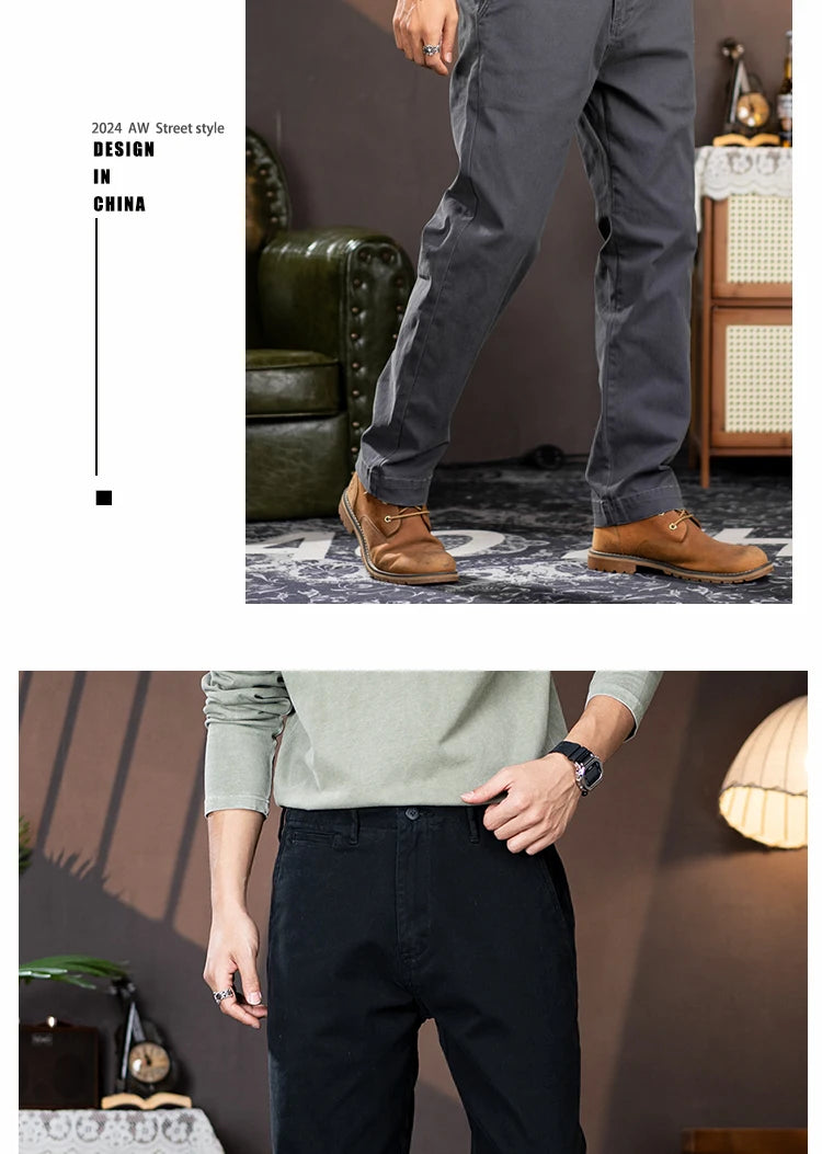 men american retro handsome loose casual business pure cotton pants japanese amikaji fashion straight cargo pant trouser unique cargo style 2510