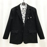 Mens Suit Sequins British Style Jacket Spring Fashion Streetwear Temperament Campus Harajuku Long-Sleeve Top Men'S Clothing 2024