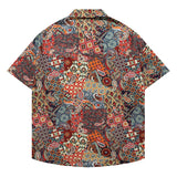 Men's Shirts Plaid Cashew Flower Printed Short Sleeve Shirt Sclassic Loose Stylish Tops High Street Casual Versatile Clothing