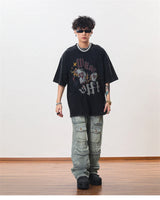 hip hop cargo denim pants streetwear plain denim pants mens harajuku cotton casual joggers jeans loose straight pants trousers unique joggers style 3862