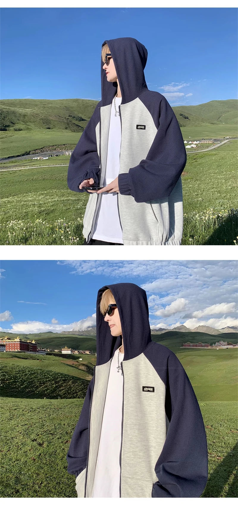 Aesthetic pastel Y2K hoodie with vaporwave print