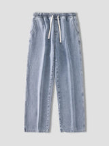 autumn korean fashion drawstring y2k jeans homme classic baggy straight wide leg pants 2023 new hip hop streetwear casual jean unique jeans style 1331