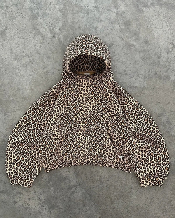 Harajuku Hip Hop Fashion Leopard Print Branch Print Oversized Hoodie M