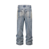 damaged washed blue baggy jeans for men straight hole distressed casual cargo pants frayed streetwear denim trousers oversized military streetwear pants