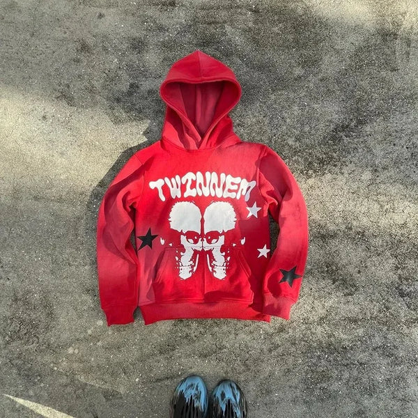 Y2k Long Sleeved Pullover Hoodie Sweatshirt Jacket Personalized Printed Pattern Streetwear School Outfit Hip-Hop Punk Winter New