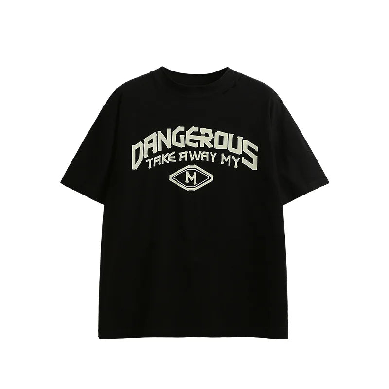 Harajuku Aesthetic piece – Japanese Loose Turtleneck Mens Printed Short Sleeved T Shirt