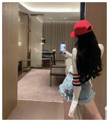 Raw Edge Fringe Gothic Style Denim Shorts Female Summer American Street High Waist Design Sense Casual A Word Super Short