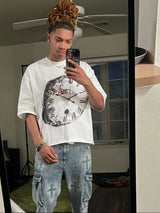 y2k flame tee with vaporwave glitch print and manga graffiti