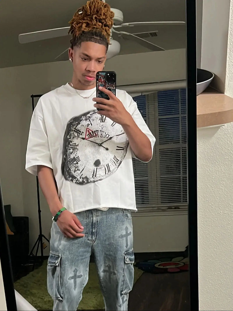 y2k flame tee with vaporwave glitch print and manga graffiti
