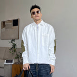 2023 Spring And Autumn New Casual Shirt Men's Splicing Retro Loose Long-sleeved Shirt Boutique Clothing Simple Style