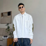 2023 Spring And Autumn New Casual Shirt Men's Splicing Retro Loose Long-sleeved Shirt Boutique Clothing Simple Style
