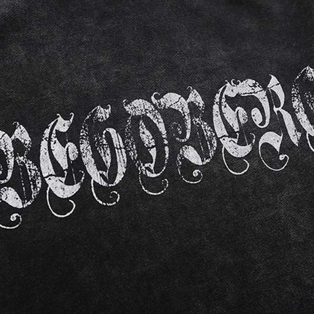Winter Washed Cotton Hoodies Gothic Letter Print Hooded Vintage Landsc