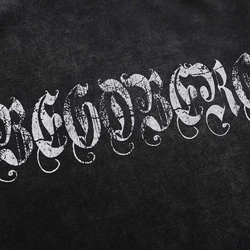 Winter Washed Cotton Hoodies Gothic Letter Print Hooded Vintage Landsc