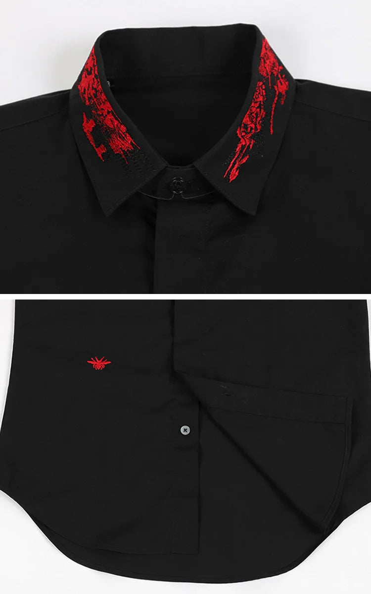 New 2022 Luxury Men Classic Embroidered bee stripe Fashion Cotton Casual Shirts Shirt High Quality Short Sleeves A68