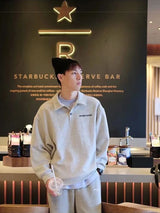 2025 Autumn Japanese Polo Sweatshirts Men Casual Waffle Turn-down Collar Sweatshirt High Street Long Sleeve Tops New in Hoodie