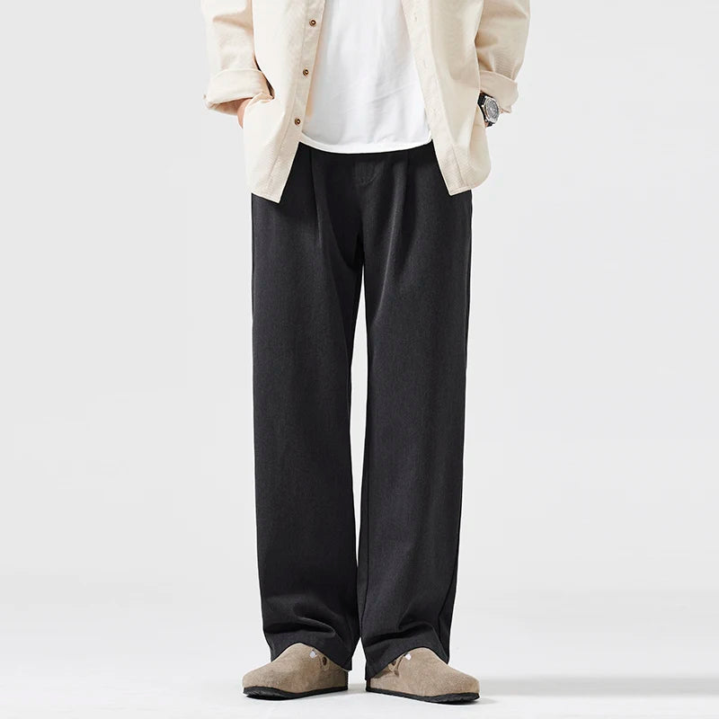 simple casual pants mens spring autumn loose fashion straight wide leg plus size pants cityboy streetwear trousers unique default style 2263