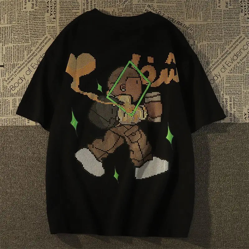 Cyberpunk Tribal flame – Trendy Brand Retro Cartoon Pure Cotton Short Sleeved T Shirt