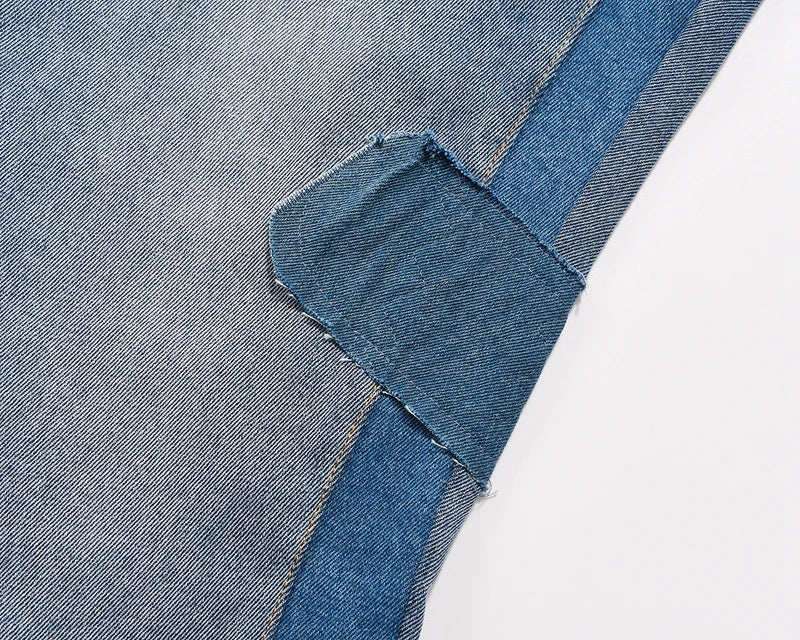 2024 european and american patchwork washed wide denim jeans y2k street wear splicing patches damaged flare pants jeans for men unique jeans style 264