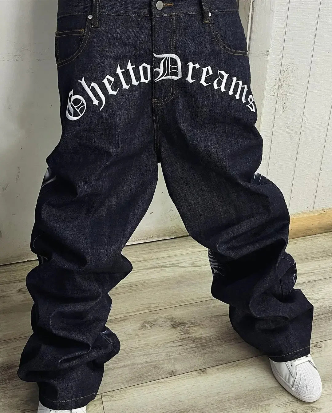 harajuku retro y2k pants gothic skateboard jeans skull denim print loose slouchy jeans men women pants streetwear hip hop jeans unique jeans style 4134