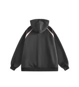 American Street Ins Gray Hooded Sweatshirt Jacket for Boys Retro Street Y2K Loose Splicing Contrasting Zipper Cardigan Top