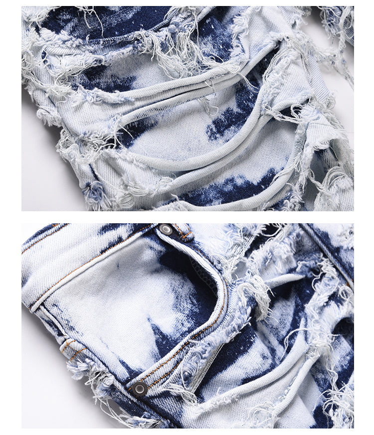 men distressed ripped destroied denim jean pants new fashion patchwork biker jeans streetwear slim pants jogger y2k men s jeans unique joggers style 4021
