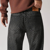 men streetwear fashion hip hop loose casual print black plaid denim pant jeans man vibe straight cowboy baggy jeans trousers unique jeans style 1572