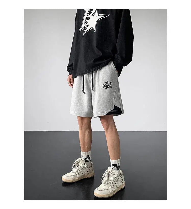Korean fake two-piece sports basketball shorts men summer American fashion